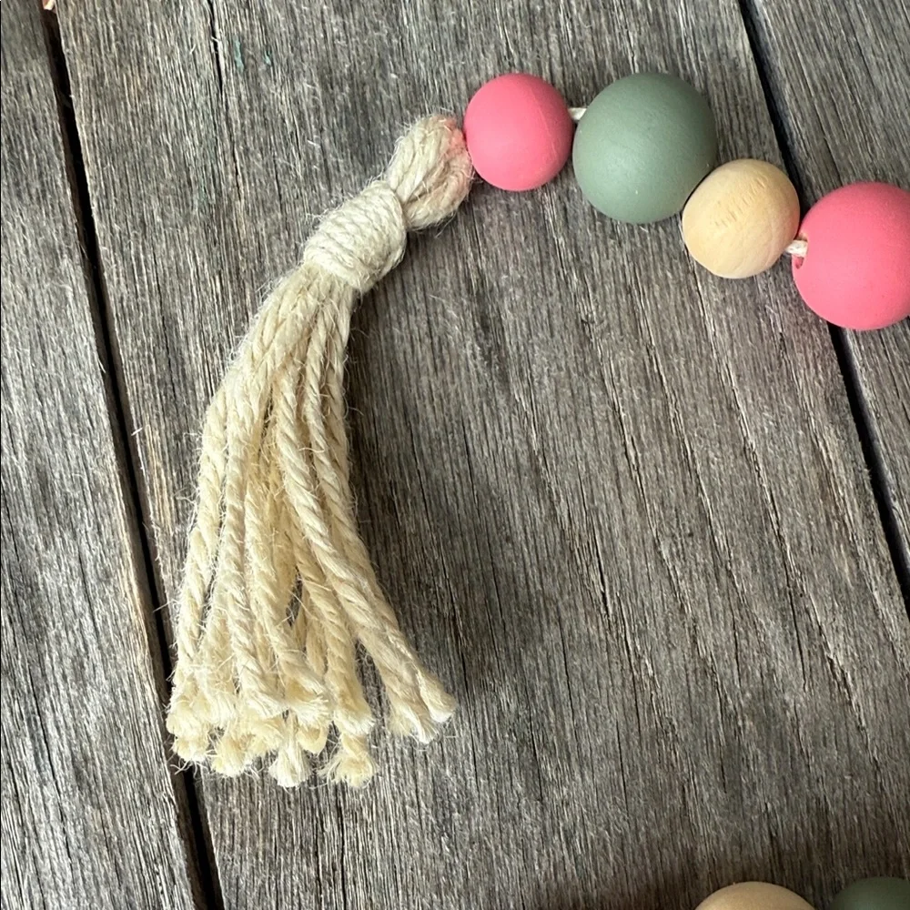 Handmade Farmhouse Decor Inspired Easter Wooden Jute Beads & Tassel
